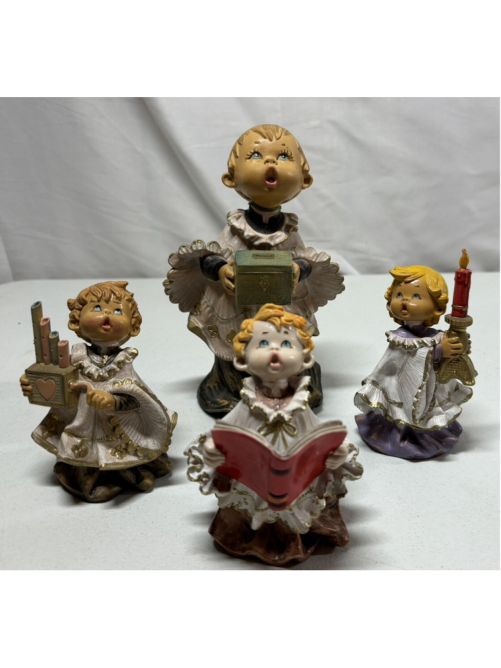 4 Vintage Fontanini by Roman Christmas Choir Boy GirlAlter Figurines E Simonelli